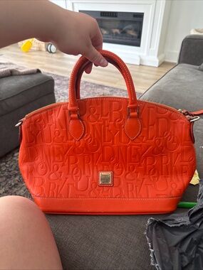Dooney & Bourke Bright Orange Embossed Leather Satchel